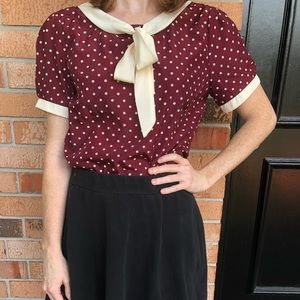 Forever 21 Polka Dot Maroon Blouse